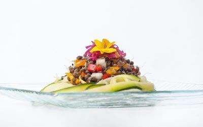 Ensalada de lenteja beluga germinada